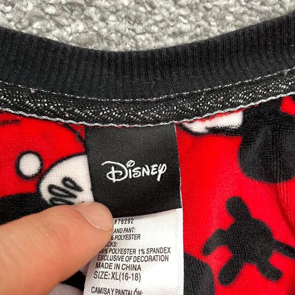 Disney Mickey Mouse Sleepwear Shirt Women XL Red Henley Long Sleeve Pajama Top - Picture 4 of 11